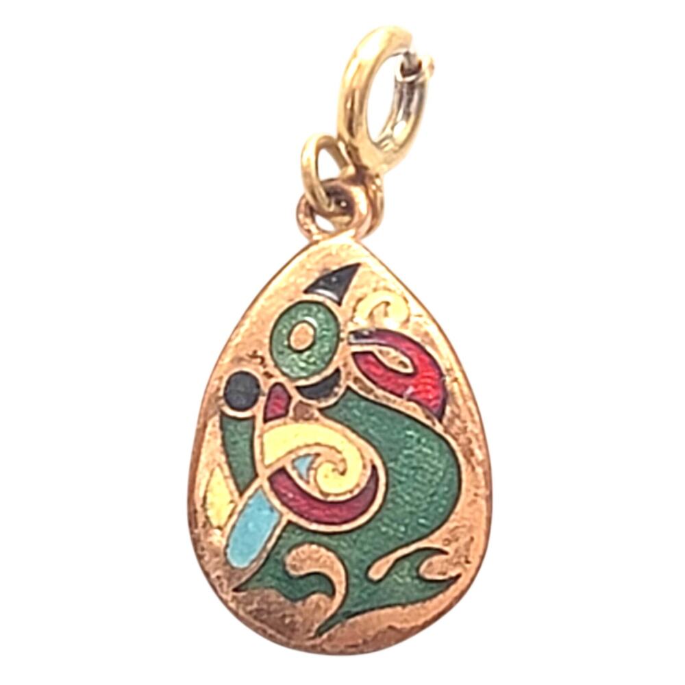 Celtic Tara Bird Pendant Book of Kells Copper Enamel Vintage
